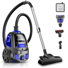 Canister Vacuum Cleaner, 32Kpa 1600W Cyclon Power Bagless Canister Vacuum Cle...