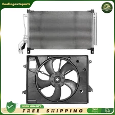 A/C Condenser & Radiator Cooling Fan Assembly For 2015-2017 Hyundai Sonata 2.4L