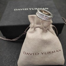 David Yurman Streamline Ring Sterling Silver w/ Three Row Pav -set Diamonds sz 7