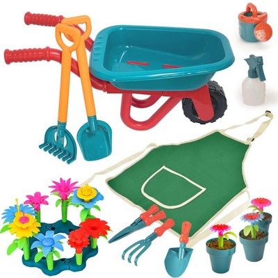 Gardening Tool Set for Kids, with Toddler Wheelbarrow, Watering Can, Spray Bo...