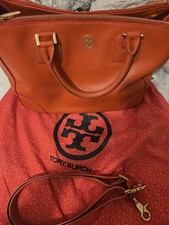 Tory Burch Robinson Orange Saffiano Leather Satchel Zip Strap Dust Bag