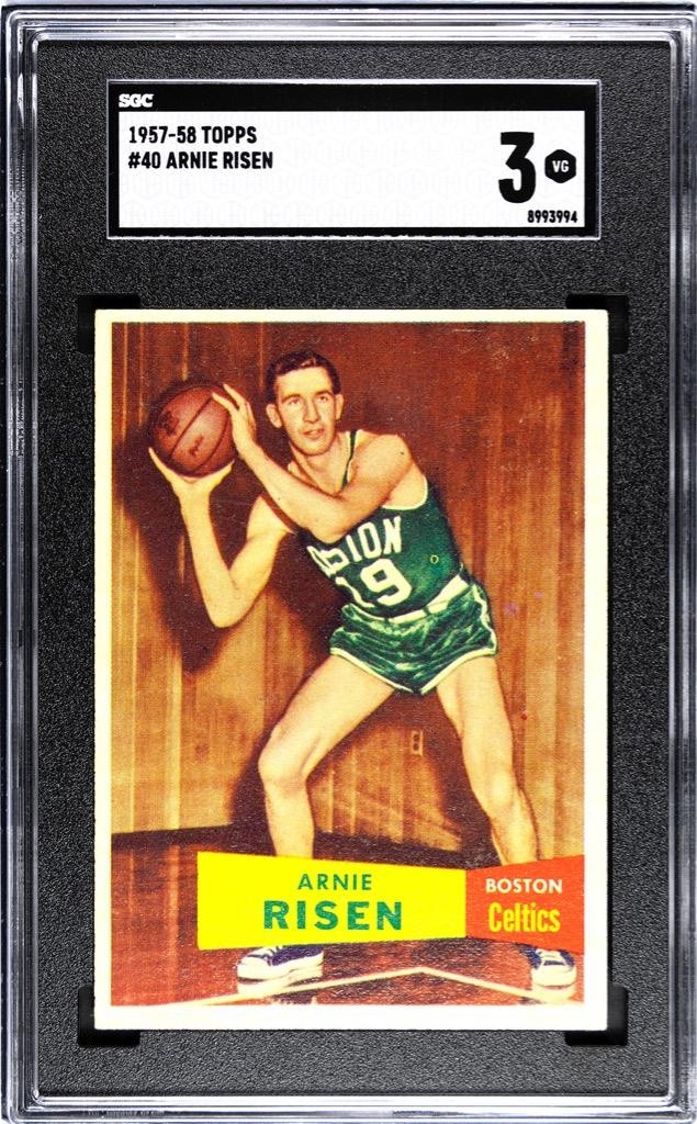 ~ ARNIE RISEN 1957-58 Topps #40 (Rookie) Boston Celtics SGC 3.0 VERY GOOD~