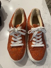 Betsey Johnson Sidny Women  s 7 Orange Rhinestone Platform Sneakers Halloween