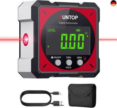 XUNTOP Digital Protractor Inclinometer Laser Spirit Level with LCD Display,