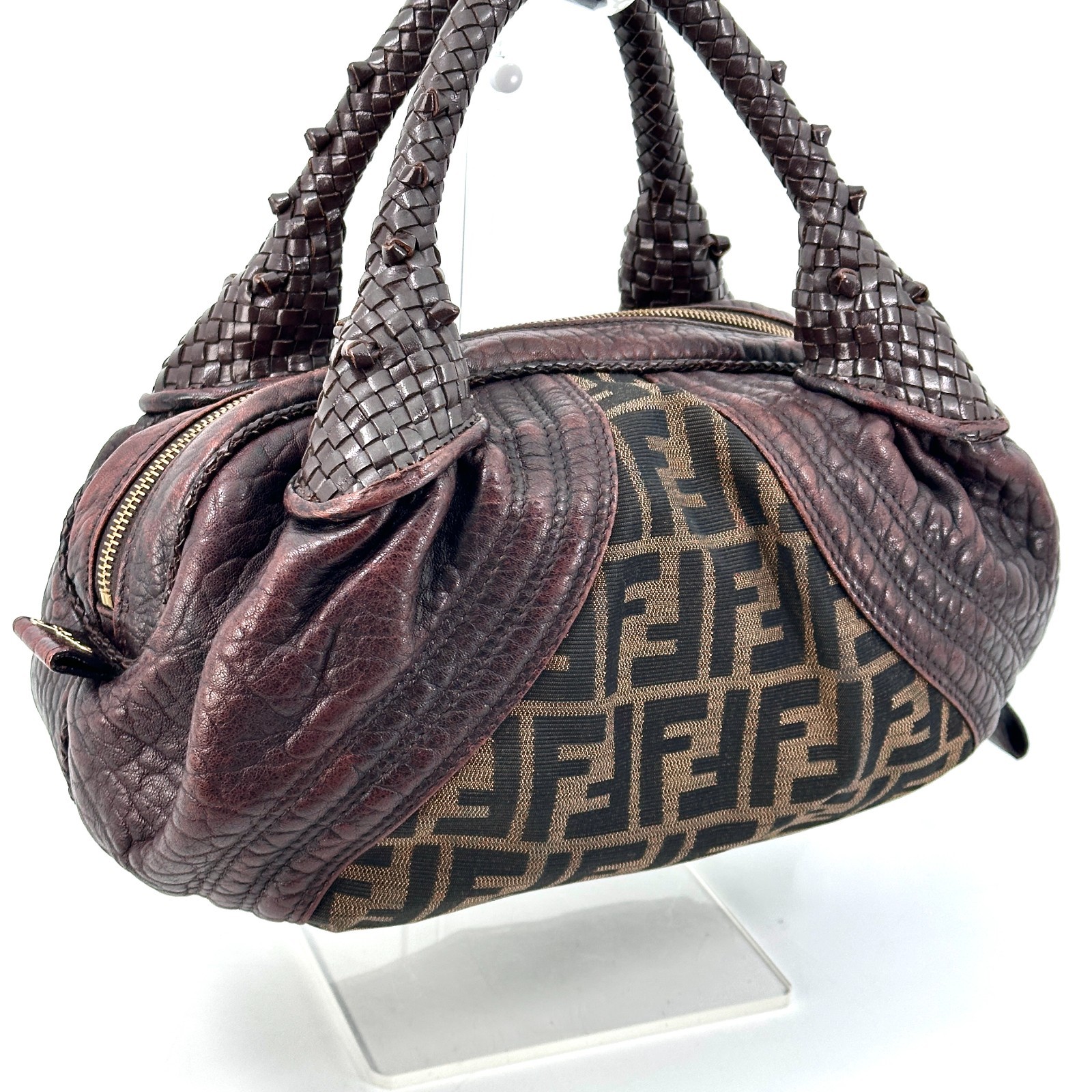 FENDI Spy Bag Zucca Brown Leather Hand Bag Authentic From Japan thumbnail 3