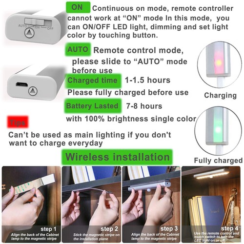 Under Cabinet Lighting Wireless with Remote 6 Pack, 20-LED Dimmable Closet Li... - Picture 4 of 9