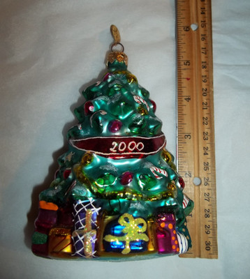 Christopher Radko Christmas Tree Glass Ornament 2000 Giving Tree