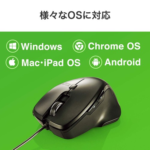 Wired Mouse, USB Type-C Connection, Blue LED, 5 Buttons, Medium Size, Black, MA- - Picture 4 of 9