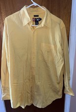 Chaps Shirt Mens Medium Long Sleeve Button Collared Yellow Casual 15-15.5 34/35