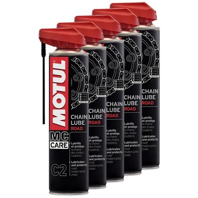 Kettenspray Kette MC CARE C2 CHAIN LUBE ROAD Farblos Motul 5 X 400 ml Ketten