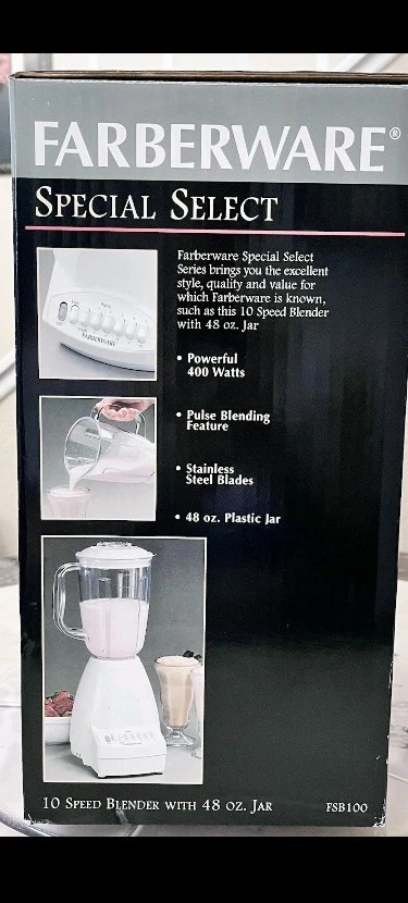 Licuadora Farberware, Special Select 10 velocidades con tarro de 48 oz, 400 W, blanca FBS100 ¡Nueva! Foto 2 de 2