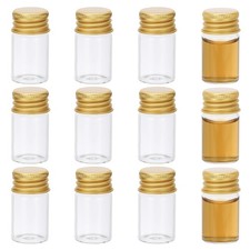 8ml Clear Glass Vials, 12 Pack Small Liquid Sample Vial Jars, Gold