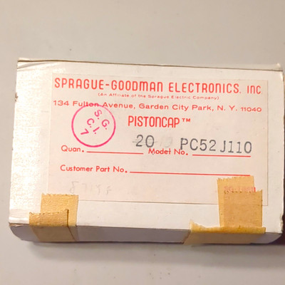 NOS Sprague Goodman PC52J110 Pistoncap Trimmer Capacitors - Full Box of 20 QPL