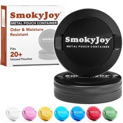 SmokyJoy Metal Pouch Can Container, Smell Proof Double Decker Holder Black 