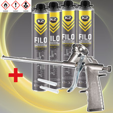 4x espuma de construcción espuma de montaje K2 FILO 750 ml espuma de pistola espuma adhesiva Flexifoam