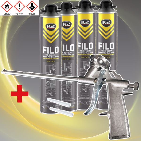 4X Bauschaum Montageschaum K2 Filo 750 Ml Pistolenschaum Klebeschaum Flexifoam-image