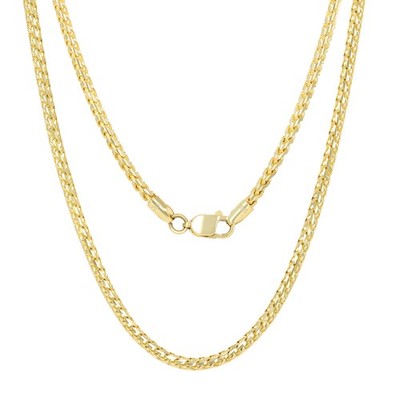 10K Yellow Gold Solid Franco 2mm Diamond Cut Wheat Spiga Chain Necklace 16''- 30''