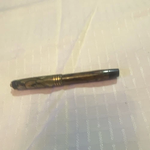 Parker, celluloid Fountain Pen Gold Trim Black Ink  brass Nib