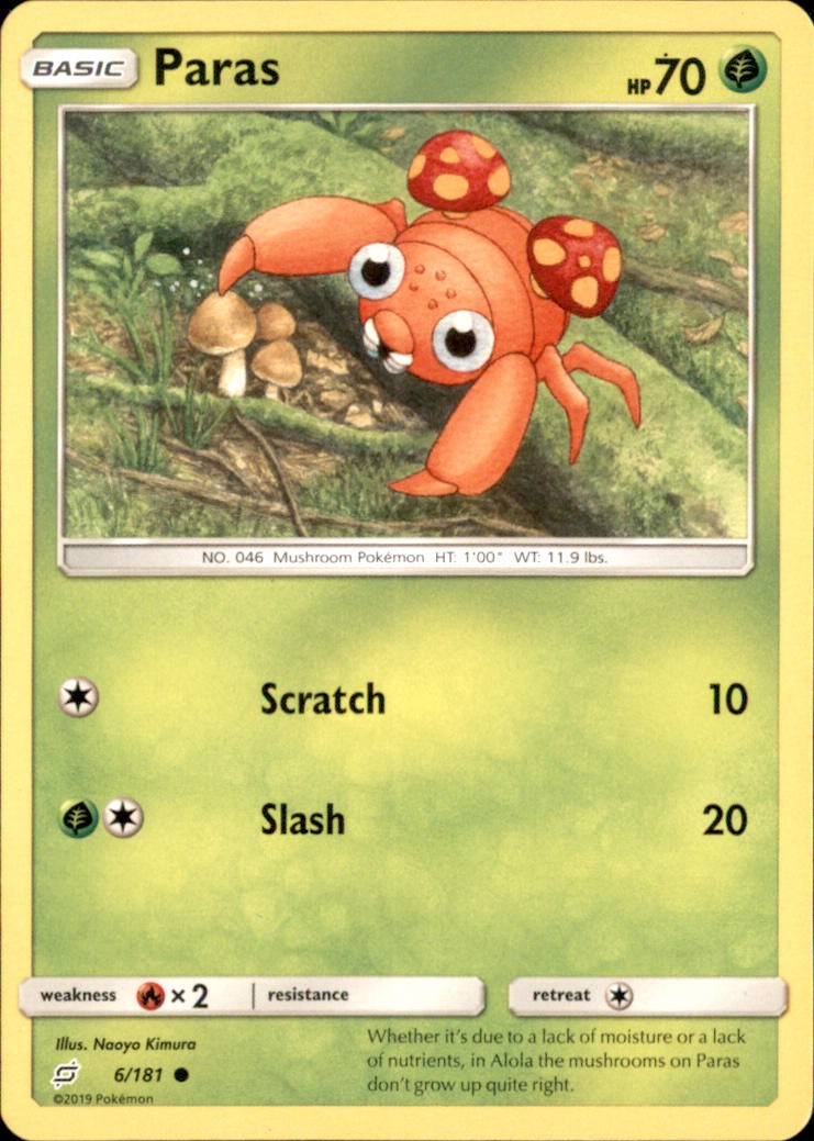 Paras 6/181 Common Team Up Pokemon Near Mint