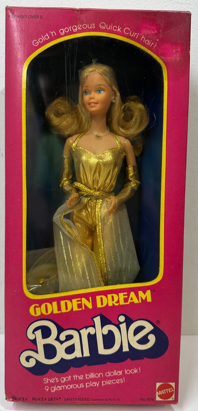 1980 MATTEL GOLDEN DREAM BARBIE DOLL #1874 MIB