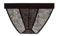 HOM Temptation Tanga Briefs, Sz Large, Zebra Lace, Black, New $35.00