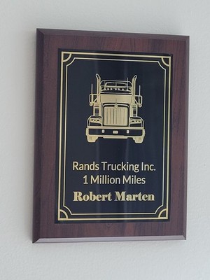 Truck Driver, Semi Truck, Most Miles, 6x8 Customizable Plaque Trophy Award