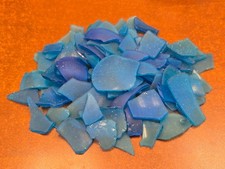 100 PCS FROSTED BLUE SEA GLASS PIECES - VASE FILLER OR AQUARIUM - CRAFT