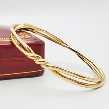 EXQUISITE David Yurman 18k Yellow Gold Twist Hinged Bangle Bracelet