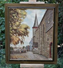 Rudolf Allwardt (1902–1983) – City View With Church – Oil On Wood, Signed