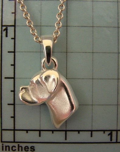 Small Sterling Boxer Head Study With Un-Cropped Ears Pendant - Picture 5 of 5