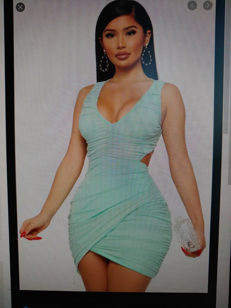Fashion Nova You're Too Late Ruched Mini Dress Mint XS extra small | eBay
