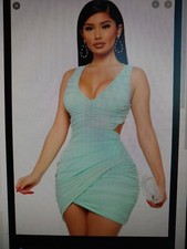 Fashion Nova You're Too Late Ruched Mini Dress Mint XS extra small