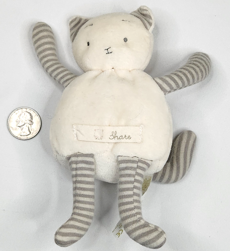 Bunnies By The Bay Plush Mini Kitty Cat White w Gray Stripe Legs 6.5" - Picture 3 of 9