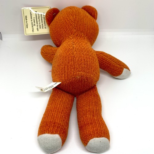 Vintage AMS Toy Orange Teddy Bear Plush Stuff Animal With Pink Bow Corduroy - Picture 3 of 6