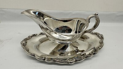 Vintage Gravy Boat with Attached Drip Plate Georgetown By FB Rogers Silver Plate