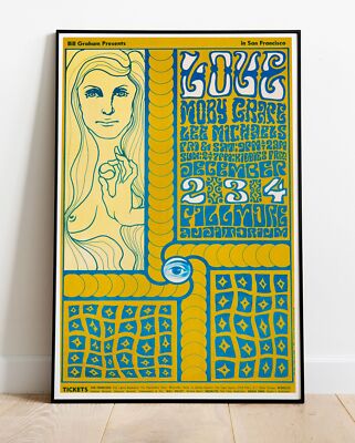 Love Moby Grape 1966 Lee Michaels Tour Konzert Foto/Poster bis 36 Zoll