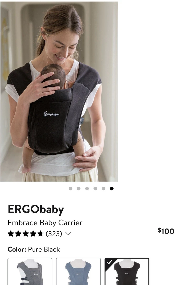 Ergobaby Embrace Cozy Newborn Baby Wrap Carrier (7-25 Pounds), Pure Black