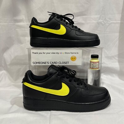 Nike Air Force 1 Low Black (Pale Yellow Custom Painted Swoosh) SC-#57B