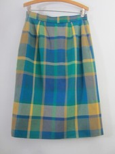 Vtg Avoca Collection Womens S Blue Tan Tartan Plaid Wool Skirt Ireland Lined