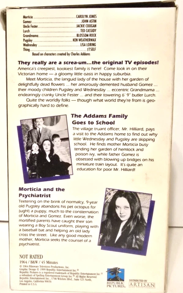 The Addams Family: Volume 1 - John Astin, Carolyn Jones - (VHS, 1999) Foto 2 de 4