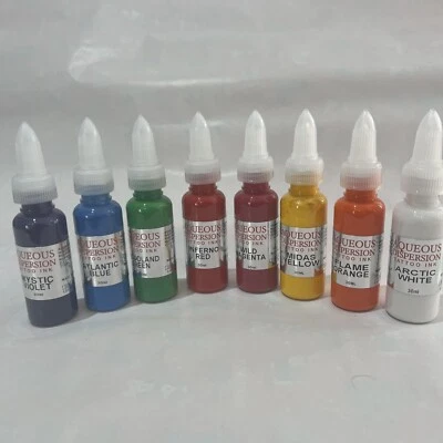 AQUEOUS DISPERSION INK Aqueous Dispersion Tattoo ink sampler set 8 bottles colours in 15 /30 / 75ml