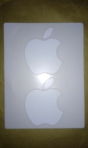 One Sheet: Two White Apple Inc. Logo (from Macbook Pro) Stickers - 1 3/4" X 2.0"