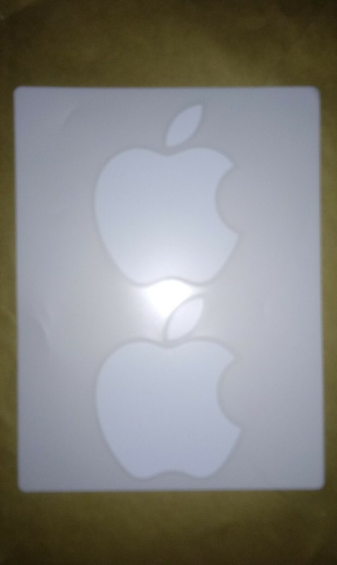 One Sheet: Two White Apple Inc. Logo (from Macbook Pro) Stickers - 1 3/4" X 2.0"