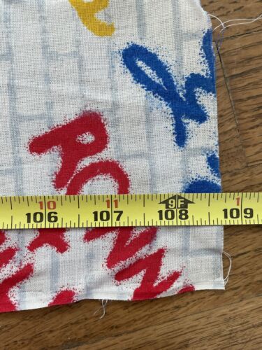 3 Yds 80s Vintage Graffiti Mattone Parete Tessuto Primario Rosso Giallo Blu Break Dance - Foto 3 di 6