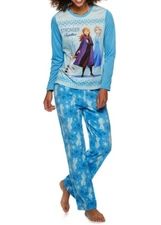 NEW FROZEN II 2 MOVIE Pajamas Women's Size LARGE Elsa Anna Olaf 12/14 Fleece NWT