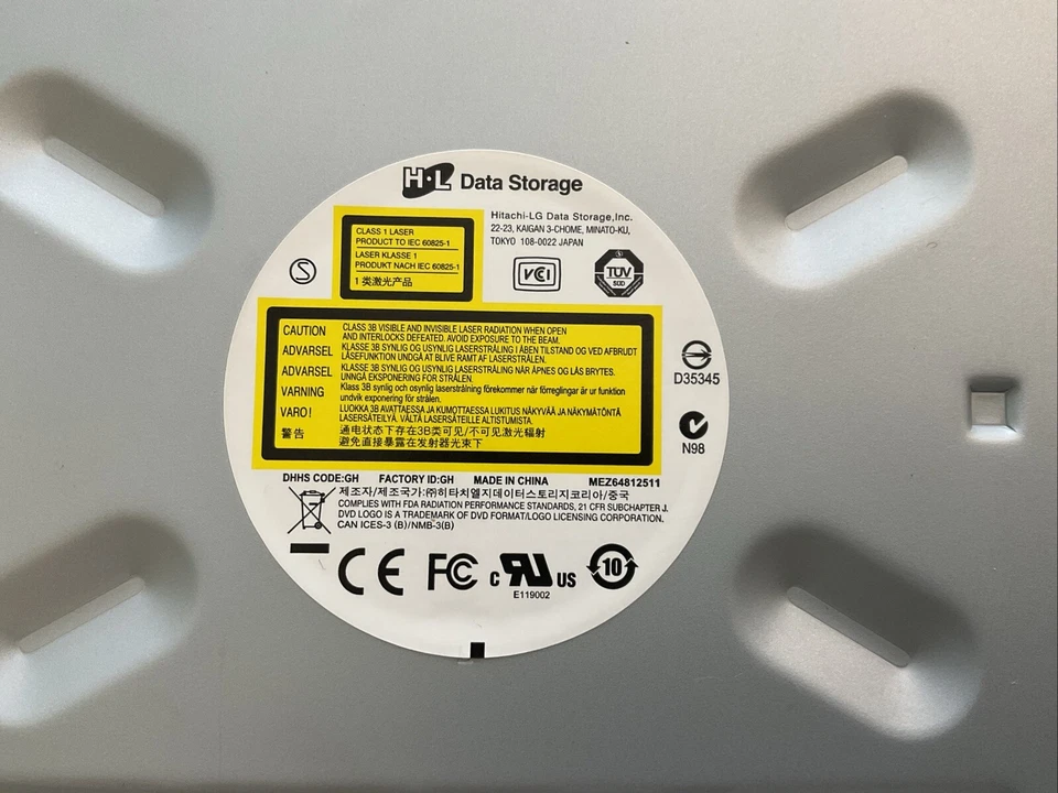 Unidad de DVD Hitachi-LG SATA Super Multi Grabadora GHB0N 96N9F Funciona Foto 3 de 4