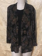 Vintage Citi Dress Career Knit Top Ladies' Size 6 Floral Butterfly - Made in USA