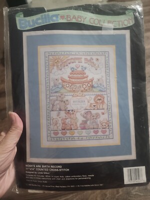 Bucilla Baby Collection Noahs Ark Birth Record Counted Cross Stitch Pattern Only