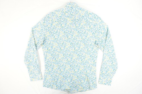 BAR III 3 FLORAL FLOWER PRINT BLUE YELLOW SMALL 14-14.5 BUTTON FRONT SHIRT NEW - Picture 7 of 7