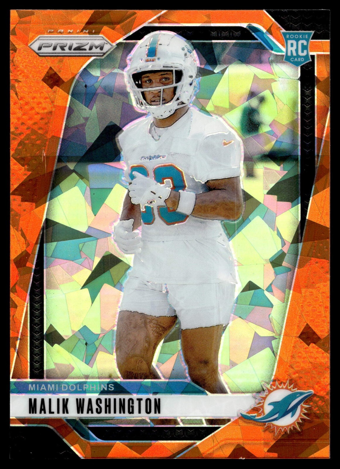 2024 Panini Prizm Prizms Orange Ice #371 Malik Washington Miami Dolphins
